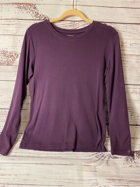 Hannah Long-Sleeve Crewneck Top - Plum Purple Sz-L